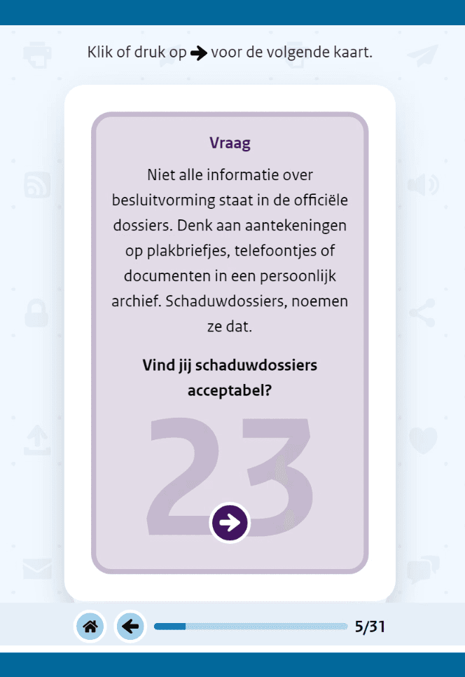 Digitale weergave van de Kaartenset Actieve openbaarmaking